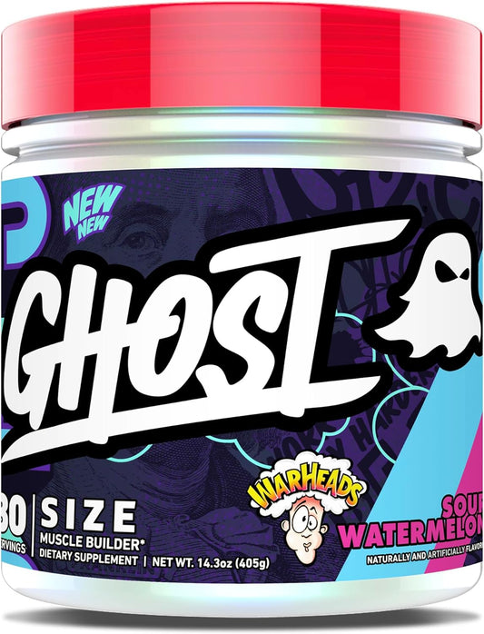 Warheads Sour Watermelon GHOST Size V3 Muscle Builder Supplement - 30 Servings - Boost Muscle Growth & Strength with Creatine & Betaine - Sugar & Gluten Free for Men & Women