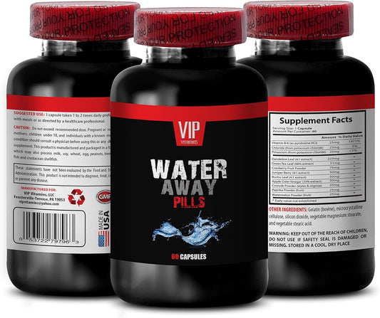 Water Away Diuretic Supplements - Reduce Bloating, Detox Cleanse, Support Kidney Function - VIP VITAMINS 60 Capsules