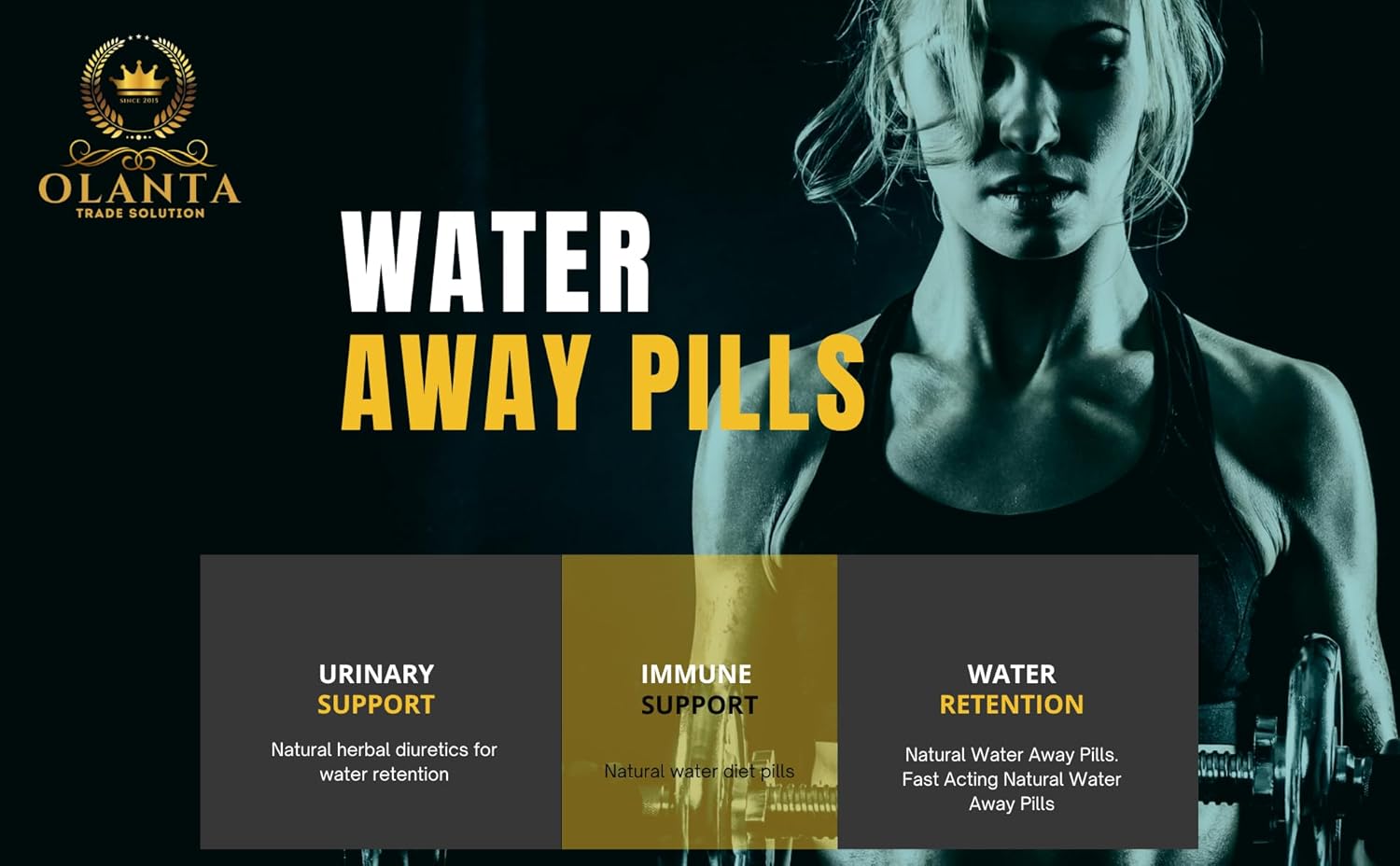 Water Away Supplement - Fast-Acting Water Pills for Water Retention with Cranberry & Tart Cherry - 60 Capsules