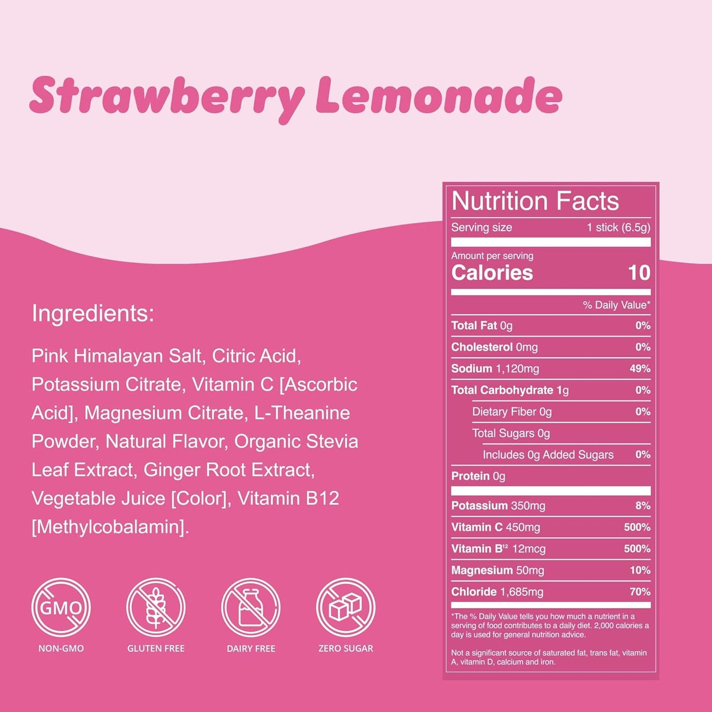 Waterboy Weekend Recovery Electrolyte Powder Packets - 3,200mg with Ginger, L-Theanine, & Vitamins - Sugar Free, All Natural, Gluten Free - 24 Drink Mixes (Strawberry Lemonade)