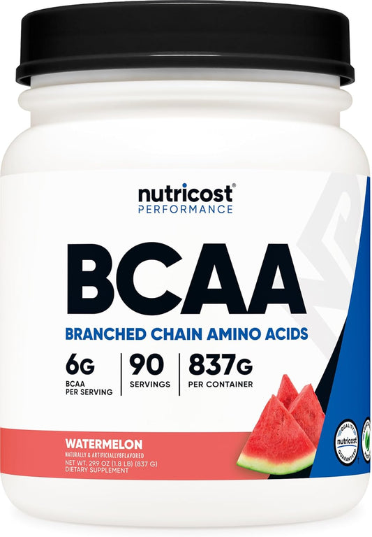 Watermelon BCAA Powder - 90 Servings, Optimal 2:1:1 Ratio by Nutricost