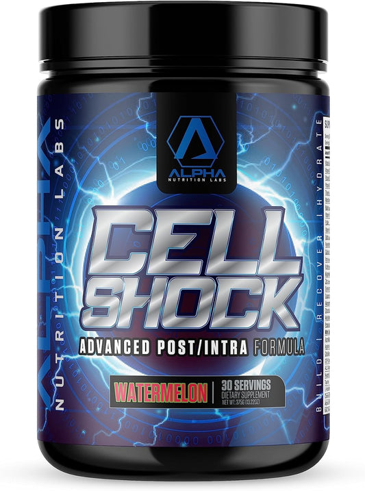 Watermelon Flavored Alpha Nutrition Labs Cell Shock Intra/Post Workout Powder for Enhanced Performance and Recovery