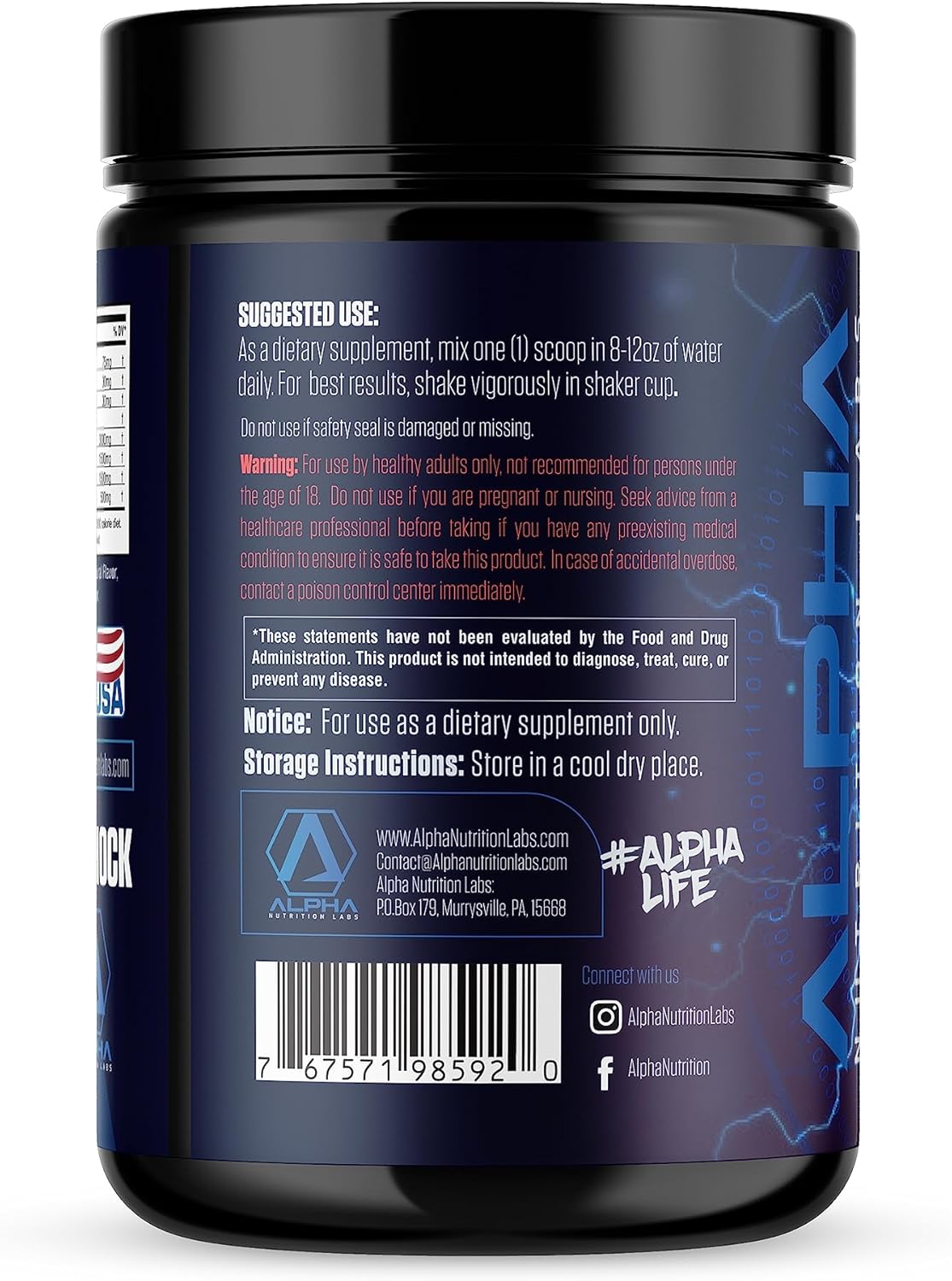 Watermelon Flavored Alpha Nutrition Labs Cell Shock Intra/Post Workout Powder for Enhanced Performance and Recovery