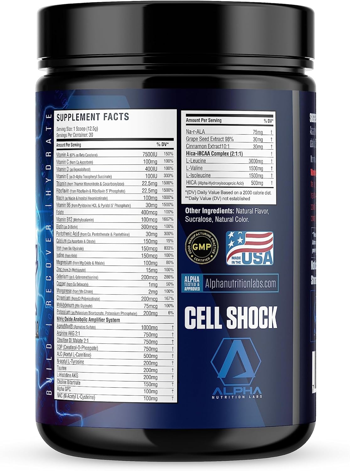 Watermelon Flavored Alpha Nutrition Labs Cell Shock Intra/Post Workout Powder for Enhanced Performance and Recovery