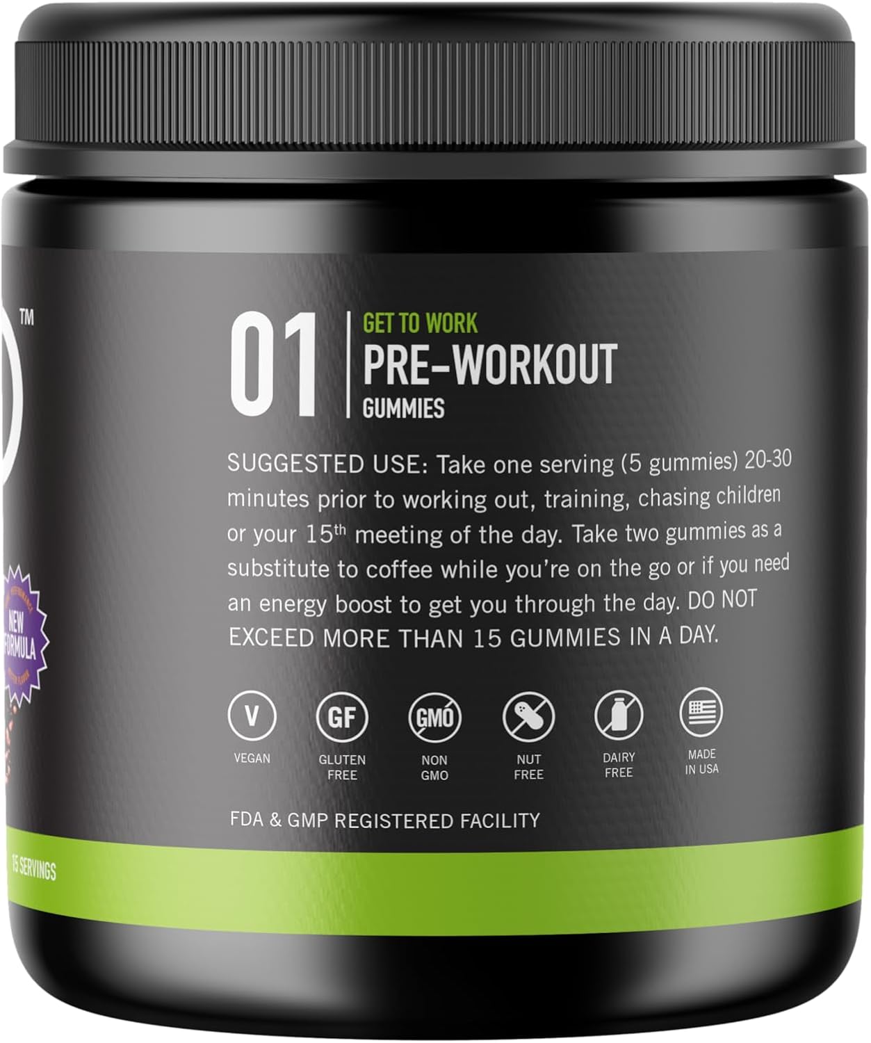 Watermelon Flavored AXO Nutrition Pre-Workout Energy Gummies - 75 Count, Vegan & Non-GMO with Caffeine, B12, and L-Theanine