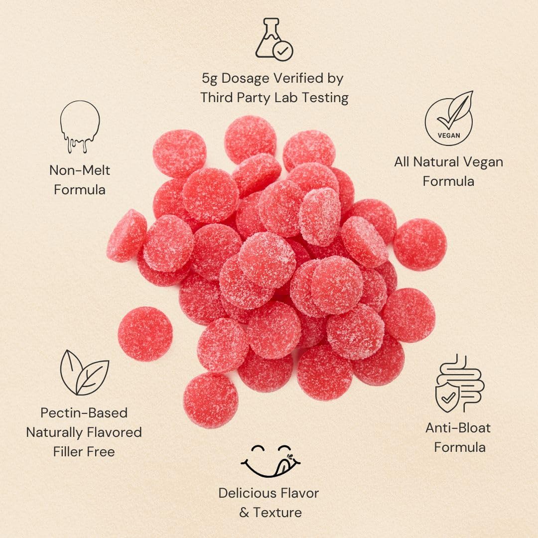 Watermelon Flavored Creatine Gummies - Muscle Gain Supplement for Men & Women - Boost Energy & Focus - 120 Count