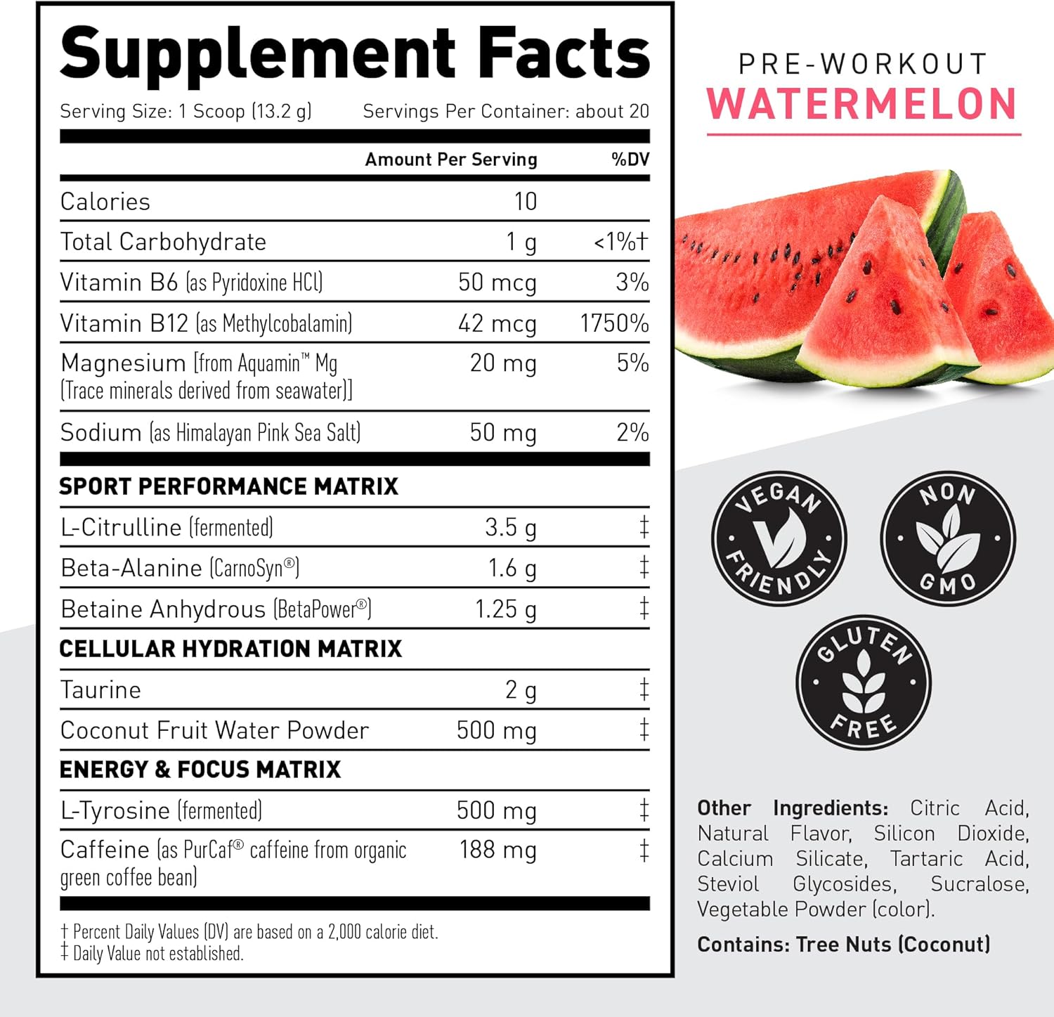 Watermelon Flavored Pre-Workout Powder for Endurance and Energy | Kaged Sport Pre-Kaged Supplement | Ideal for Cardio and Weightlifting | 20 Servings