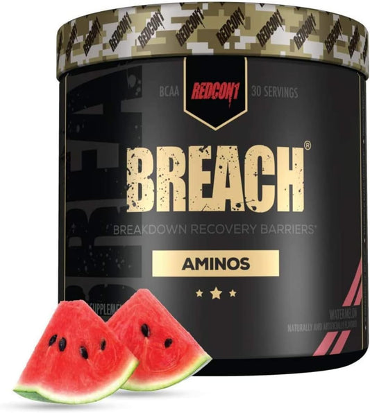 Watermelon Flavored REDCON1 Breach BCAAs - Sugar-Free Keto-Friendly Amino Acids with BCAAs L-Leucine, L-Isoleucine, L-Valine - 30 Servings