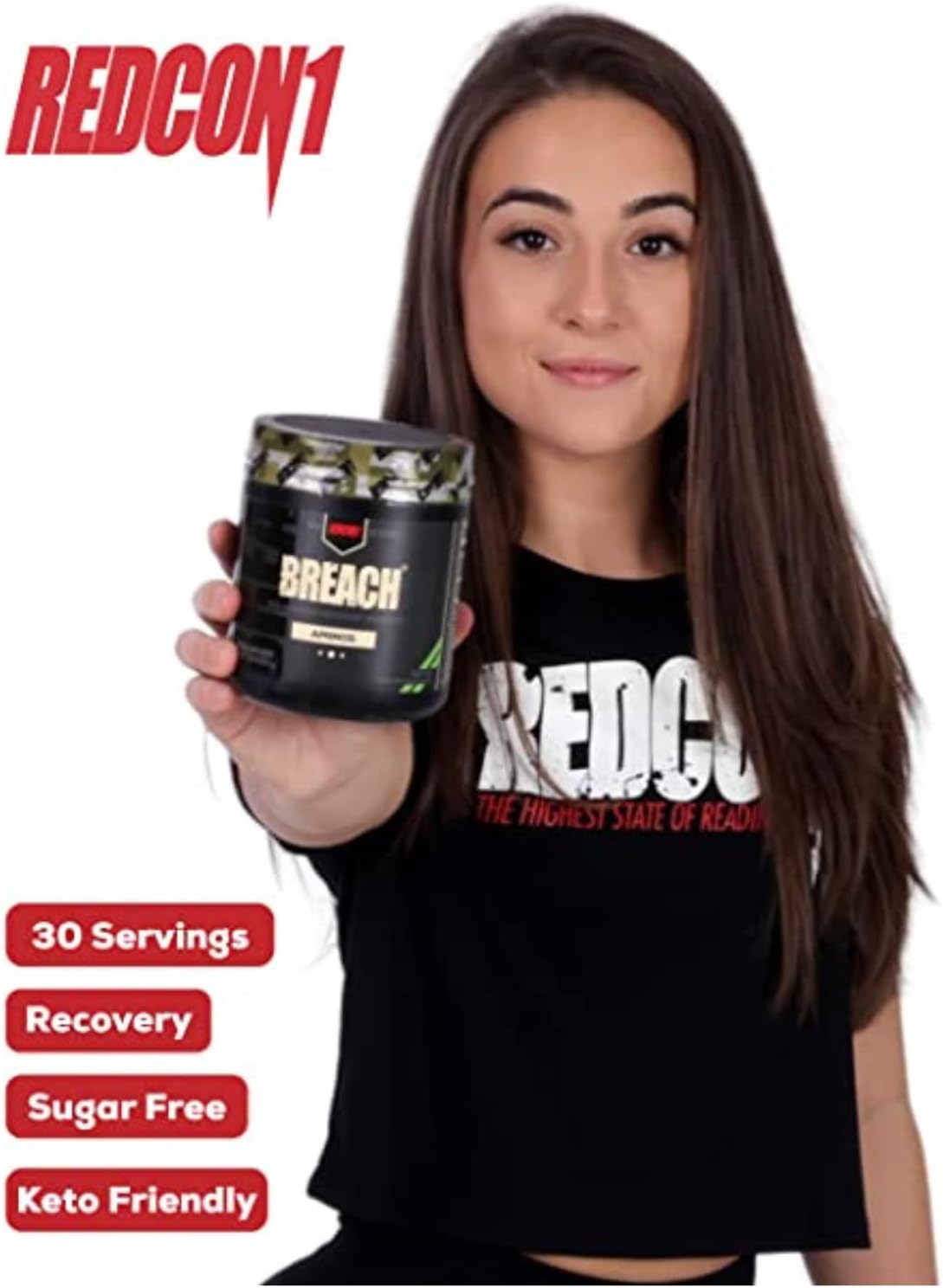 Watermelon Flavored REDCON1 Breach BCAAs - Sugar-Free Keto-Friendly Amino Acids with BCAAs L-Leucine, L-Isoleucine, L-Valine - 30 Servings