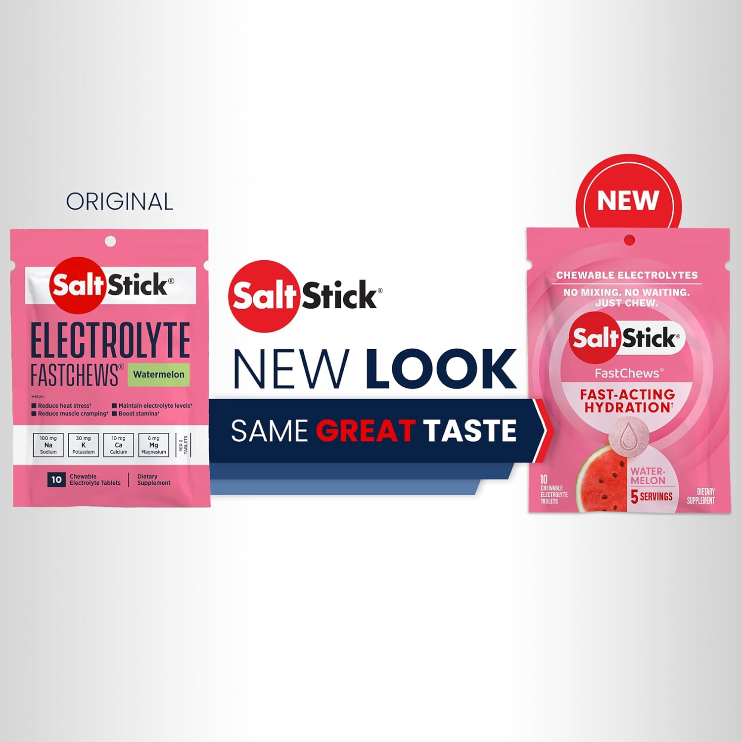 Watermelon Flavored SaltStick Fastchew Electrolyte Replacement Tablets - 10 Count Pack for Rehydration