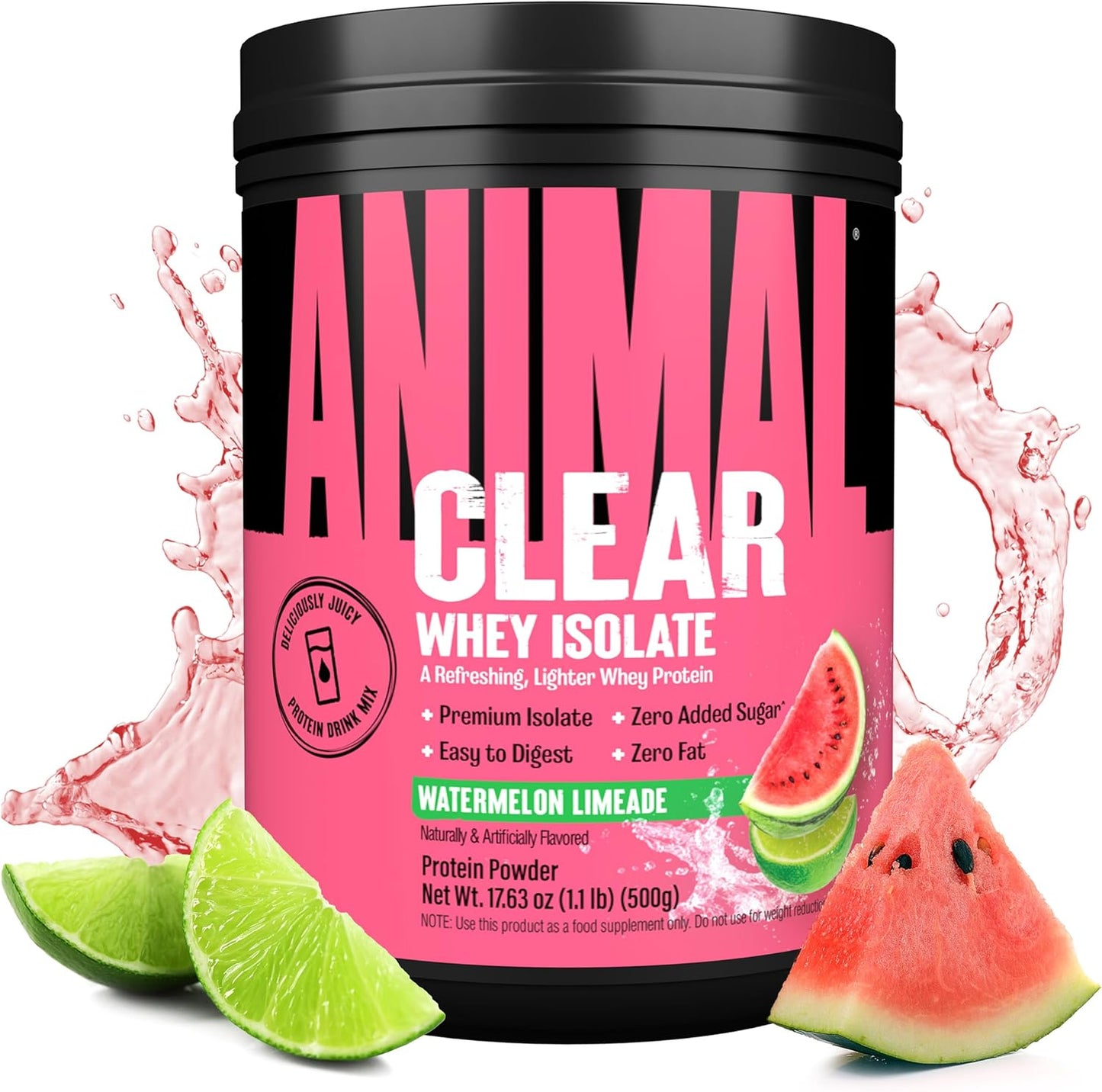 Watermelon Limeade Clear Whey Isolate Protein Powder - 5g BCAA, Easy to Digest, Deliciously Juicy Drink for Men and Women - 500g