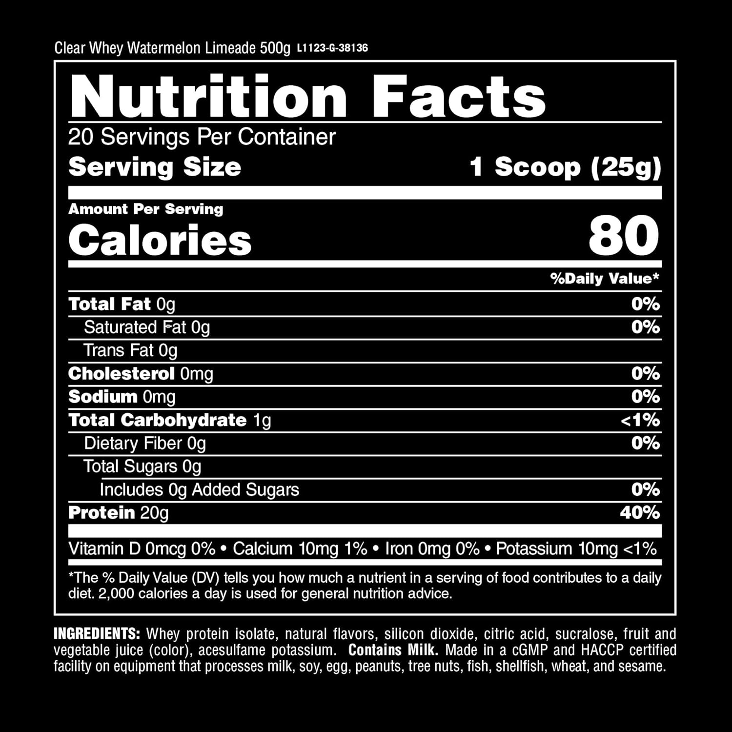 Watermelon Limeade Clear Whey Isolate Protein Powder - 5g BCAA, Easy to Digest, Deliciously Juicy Drink for Men and Women - 500g