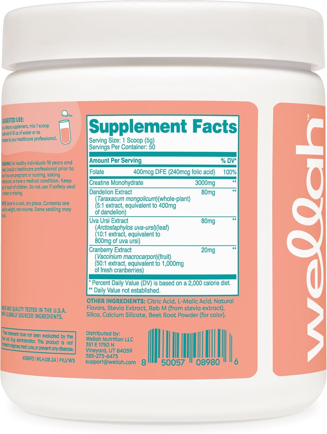 Watermelon Slush Creatine Monohydrate with Dandelion, Uva Ursi, & Cranberry Extract - 50 Servings