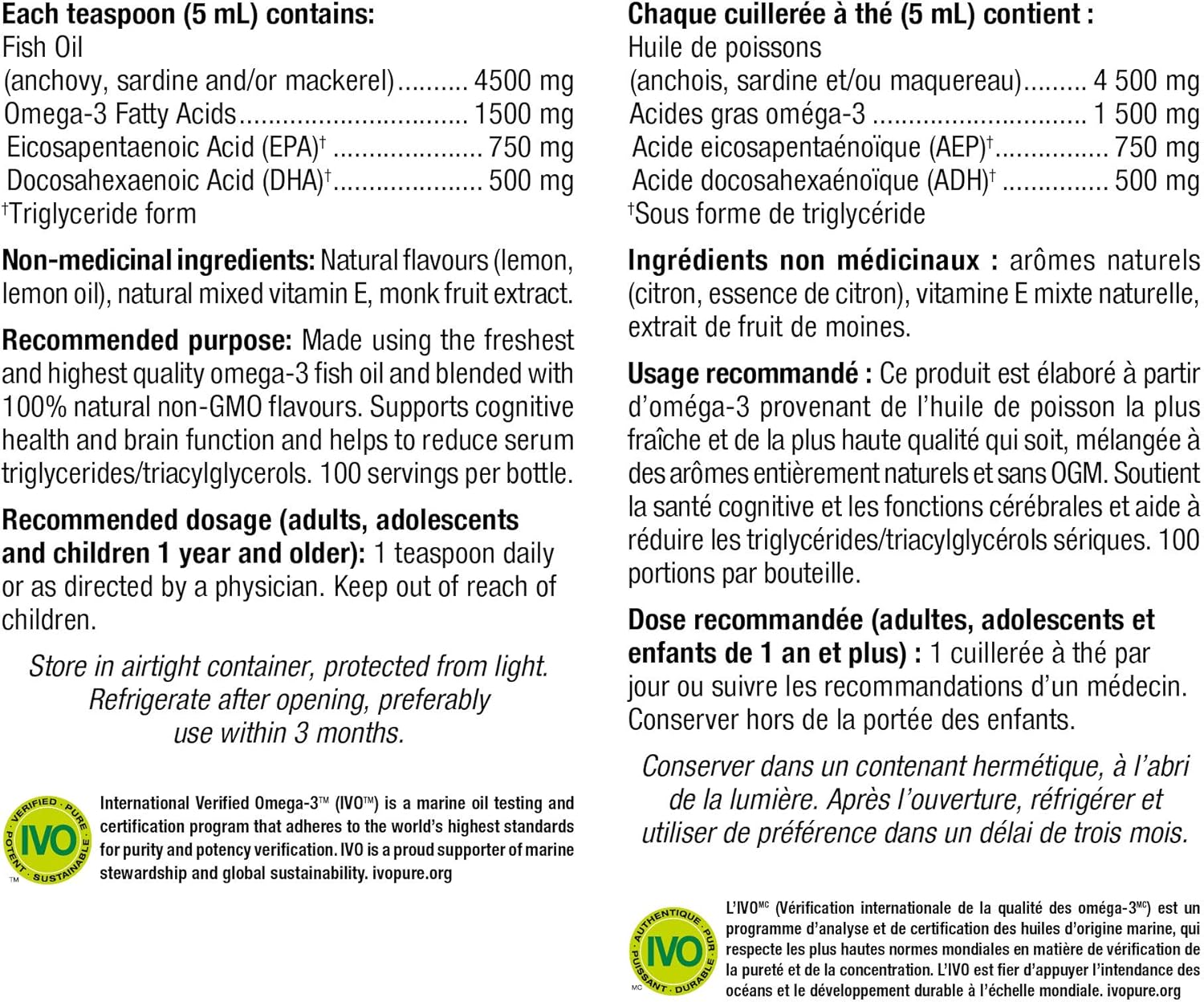 Webber Naturals Ocean Pure Lemon Cake Omega-3 Liquid Fish Oil - 500 ml
