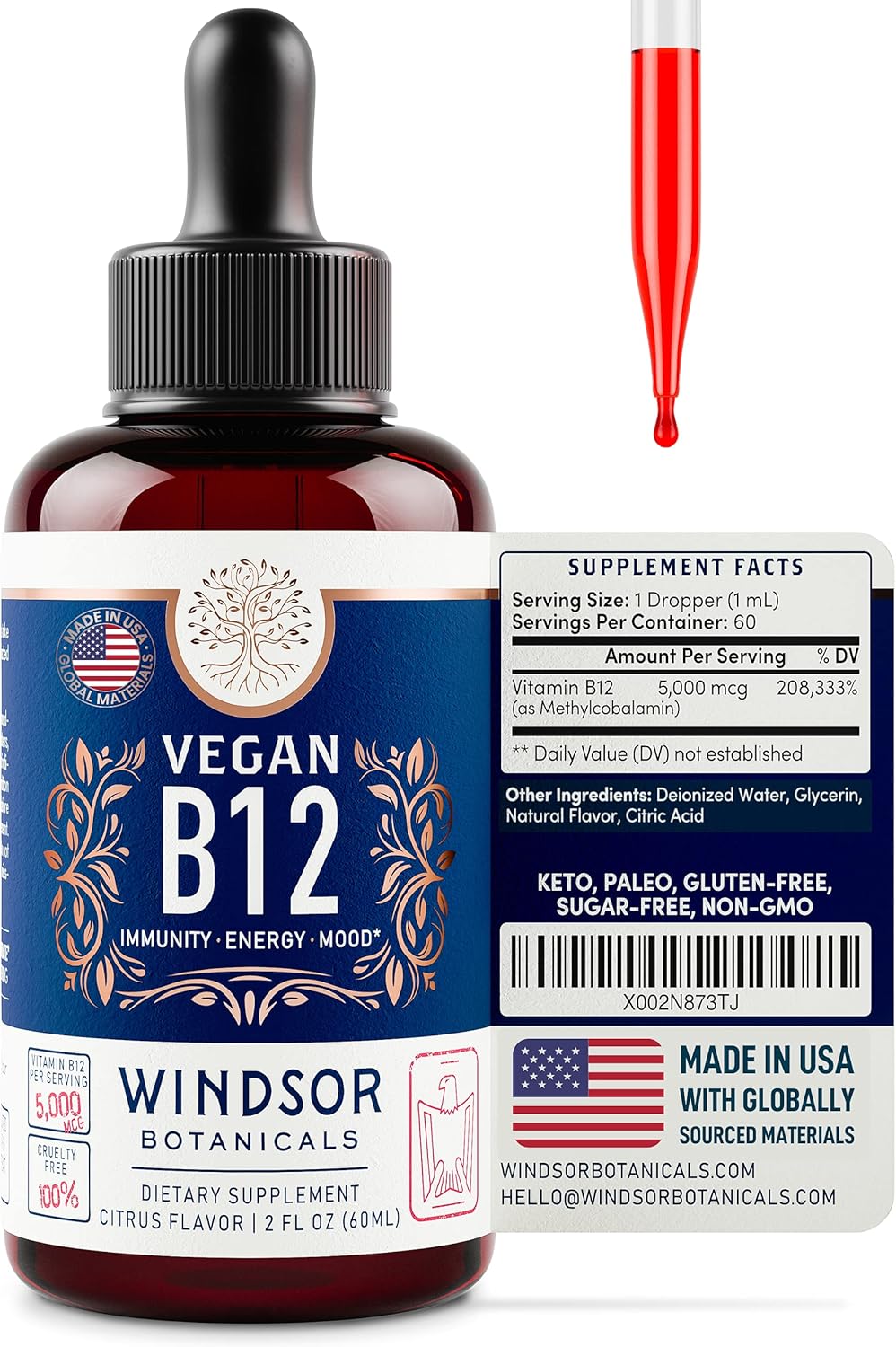 Weight Loss Bundle: Windsor Botanicals Vegan B12 Liquid & Appetite Suppressant for Healthy Living