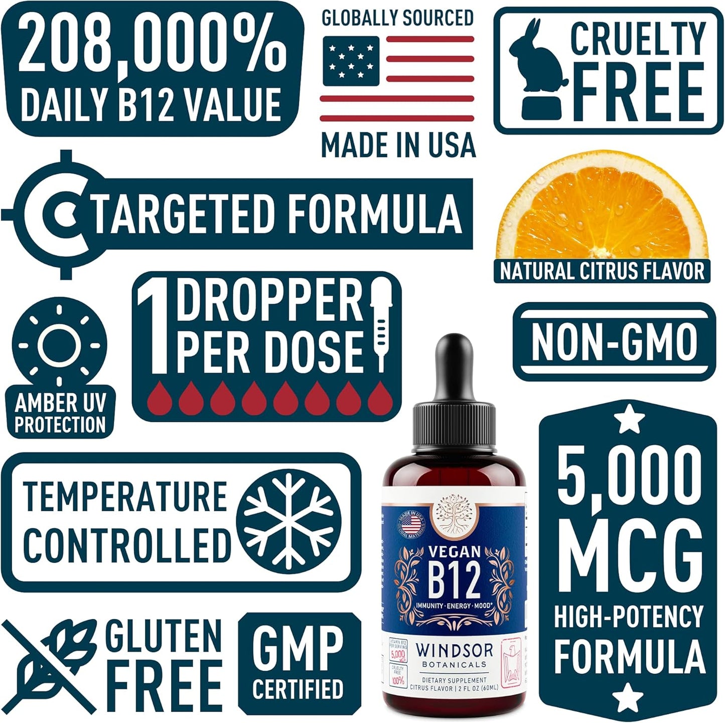 Weight Loss Bundle: Windsor Botanicals Vegan B12 Liquid & Appetite Suppressant for Healthy Living