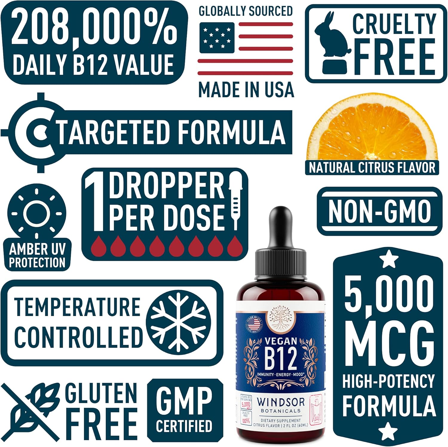 Weight Loss Bundle: Windsor Botanicals Vegan B12 Liquid & Appetite Suppressant for Healthy Living
