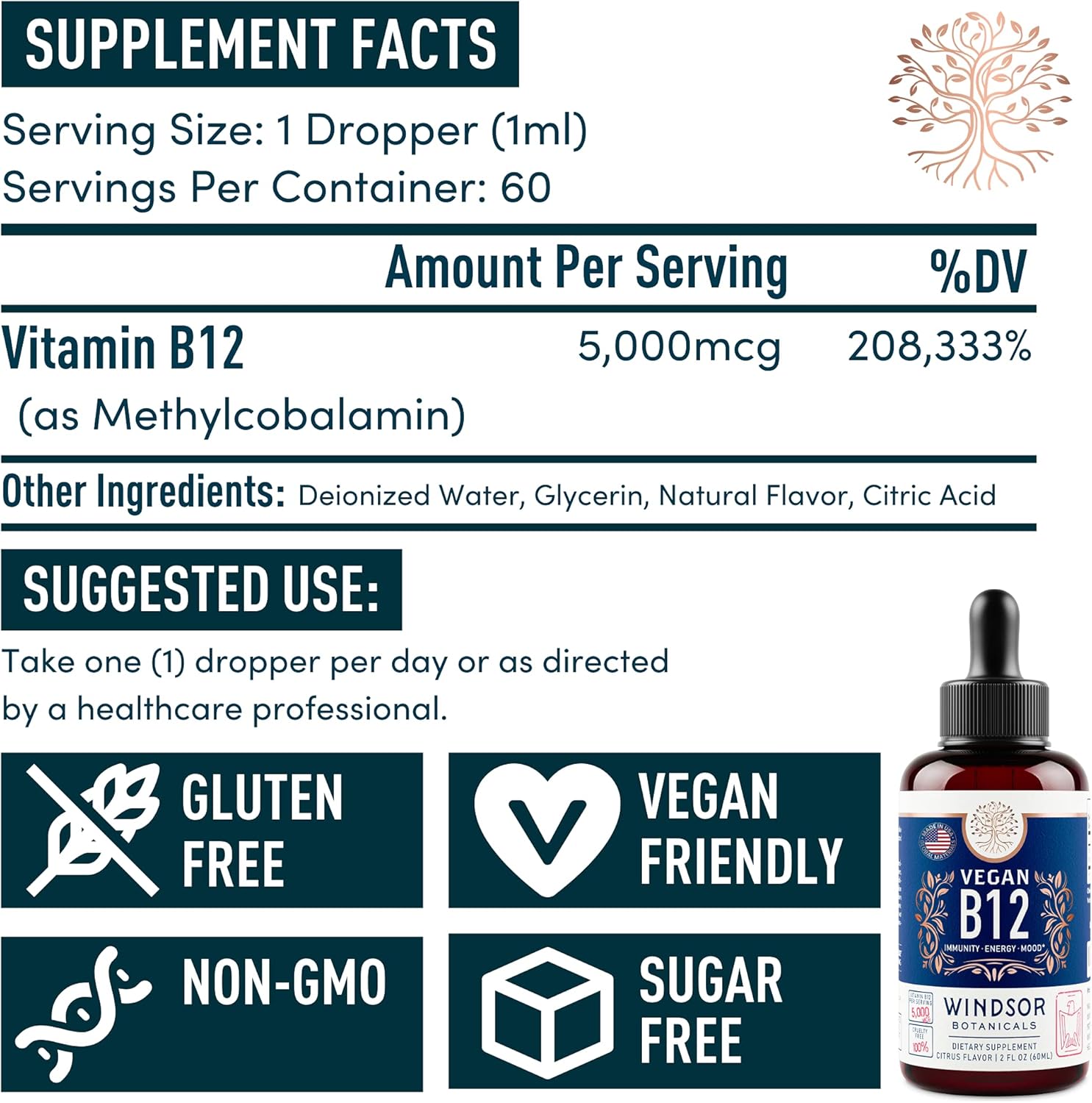 Weight Loss Bundle: Windsor Botanicals Vegan B12 Liquid & Appetite Suppressant for Healthy Living
