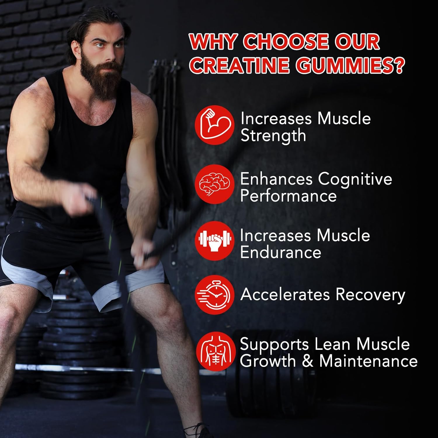 WeiWeiLa Creatine Monohydrate Gummies - 120 Chewable Gummies for Muscle Building and Energy Boost