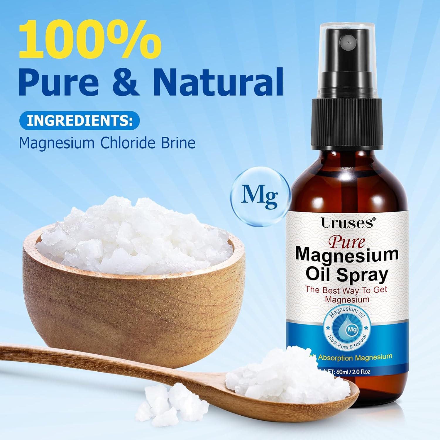 WeiWeiLa Magnesium Oil Spray for Feet and Body, 2 oz - Supports Muscle Recovery and Leg Cramps, 100% Pure Magnesium Oil