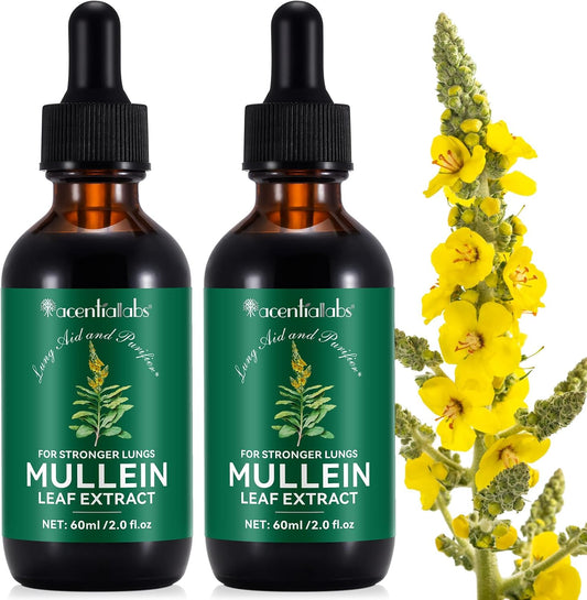 WeiWeiLa Mullein Leaf Extract Drops for Lungs - Vegan Sublingual Tincture for Fast Absorption - 4 OZ Liquid Extract