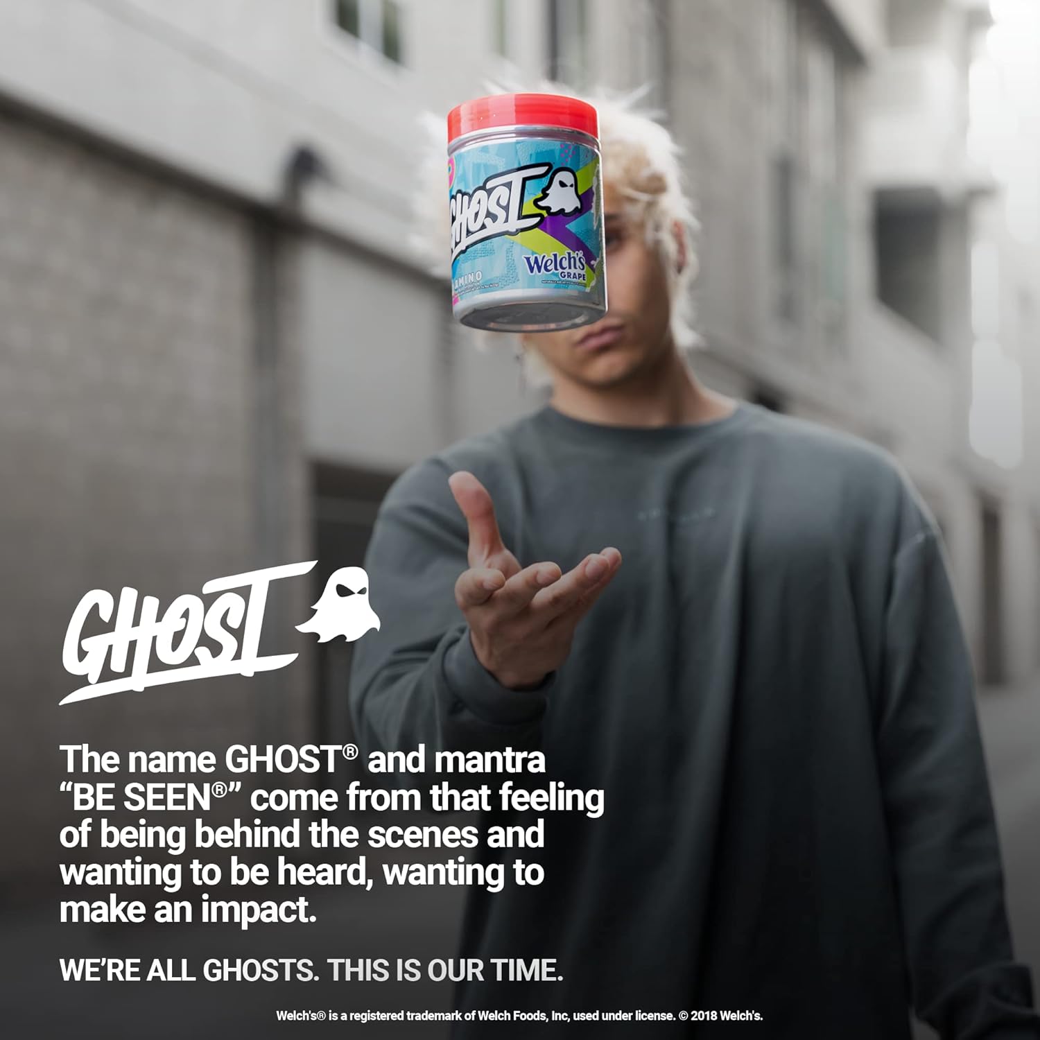 Welch's Grape GHOST Amino Intra-Workout Powder - 40 Servings, Essential Amino Acid Supplement with 4.5g BCAA & 5.5g EAA for Hydration & Recovery - Vegan, Soy & Gluten-Free