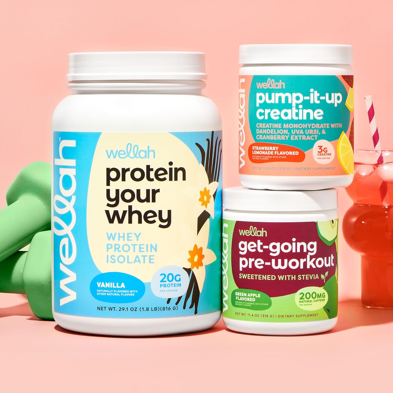 Wellah Get-Going Green Apple Pre-Workout Drink Mix - 30 Servings
