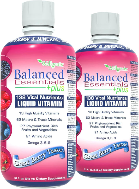 Wellgenix Balanced Essentials Liquid Nutritional Supplement 2-Pack Very Berry - 32 Ounces