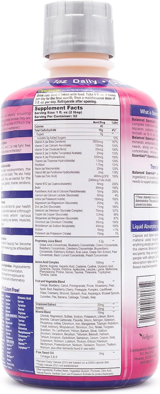 Wellgenix Balanced Essentials Liquid Nutritional Supplement 2-Pack Very Berry - 32 Ounces
