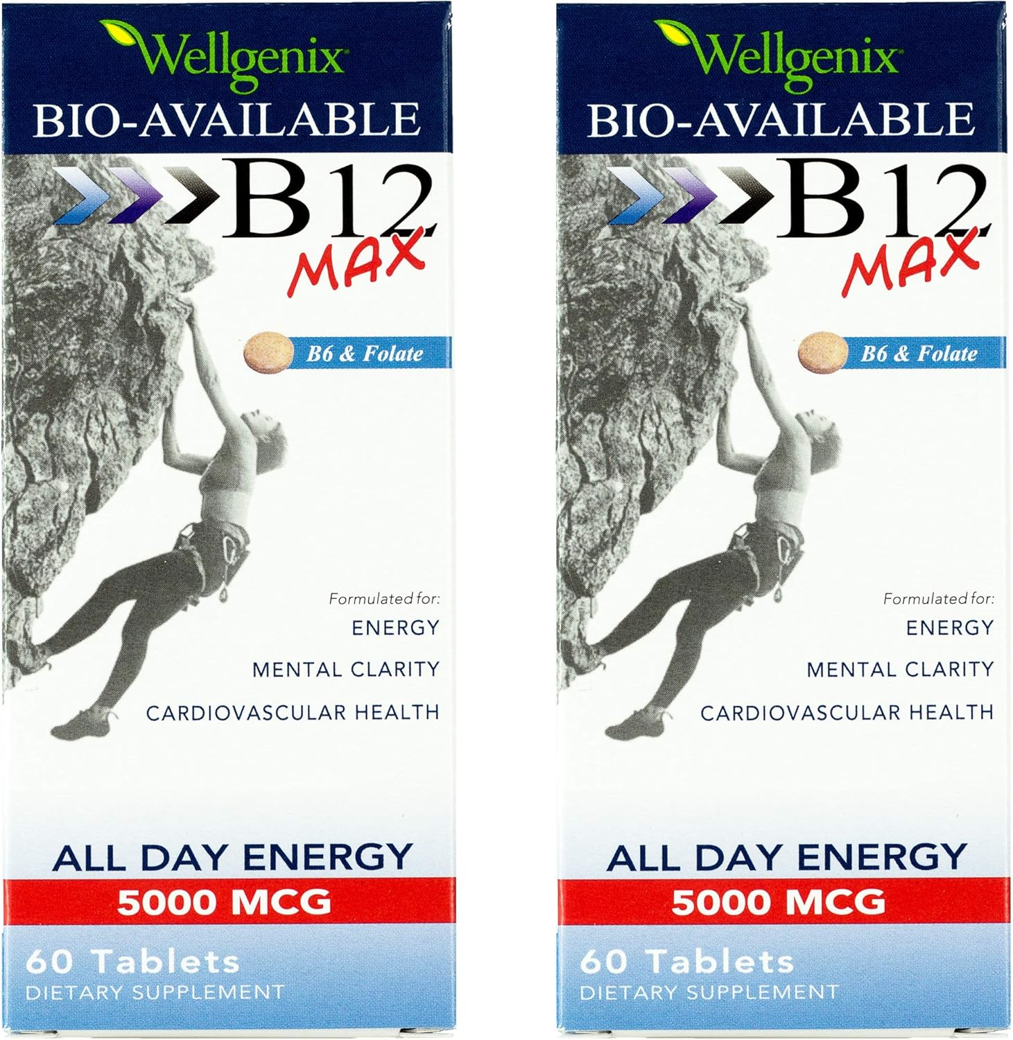Wellgenix Bio-Available Sublingual B12 Max - High Absorption Nutritional Multivitamin - Fast Dissolve (60 Ct) - 2 Pack
