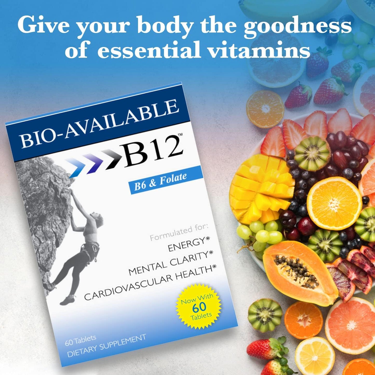 Wellgenix Bio Sublingual B12-60ct (2 Pack) - Multivitamin Focus Support with Vitamins C, B6, B12, Folate, Biotin - Energy & Diet Supplement for Immune & Overall Health