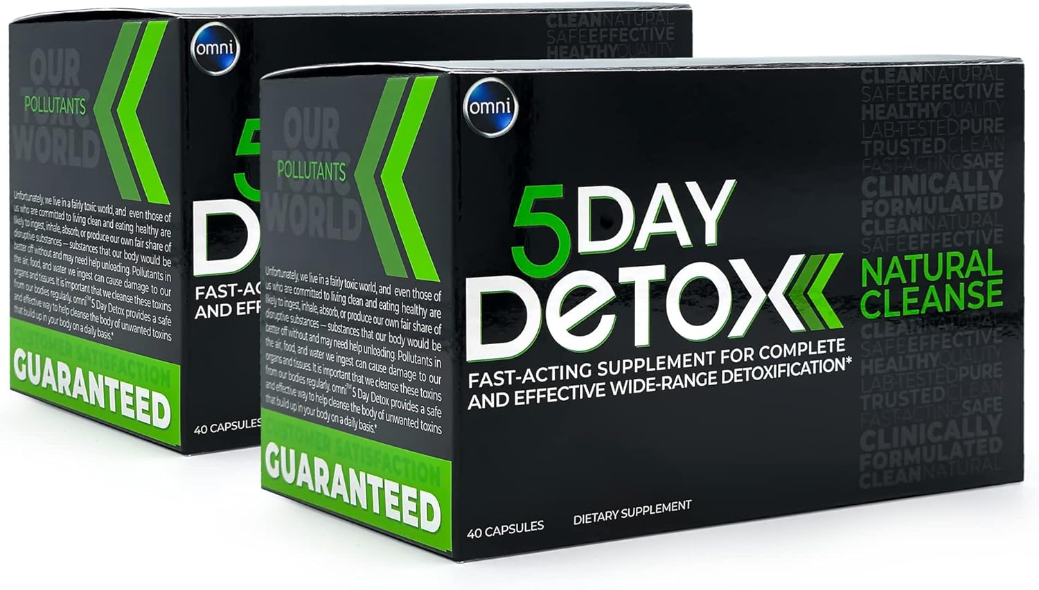 Wellgenix Omni 5 Day Detox Cleanse - 40 Capsules for Total Body Purge & Toxin Removal - Natural Supplement for Liver, Kidneys, Urinary Tract, Digestive System - 2 Pack