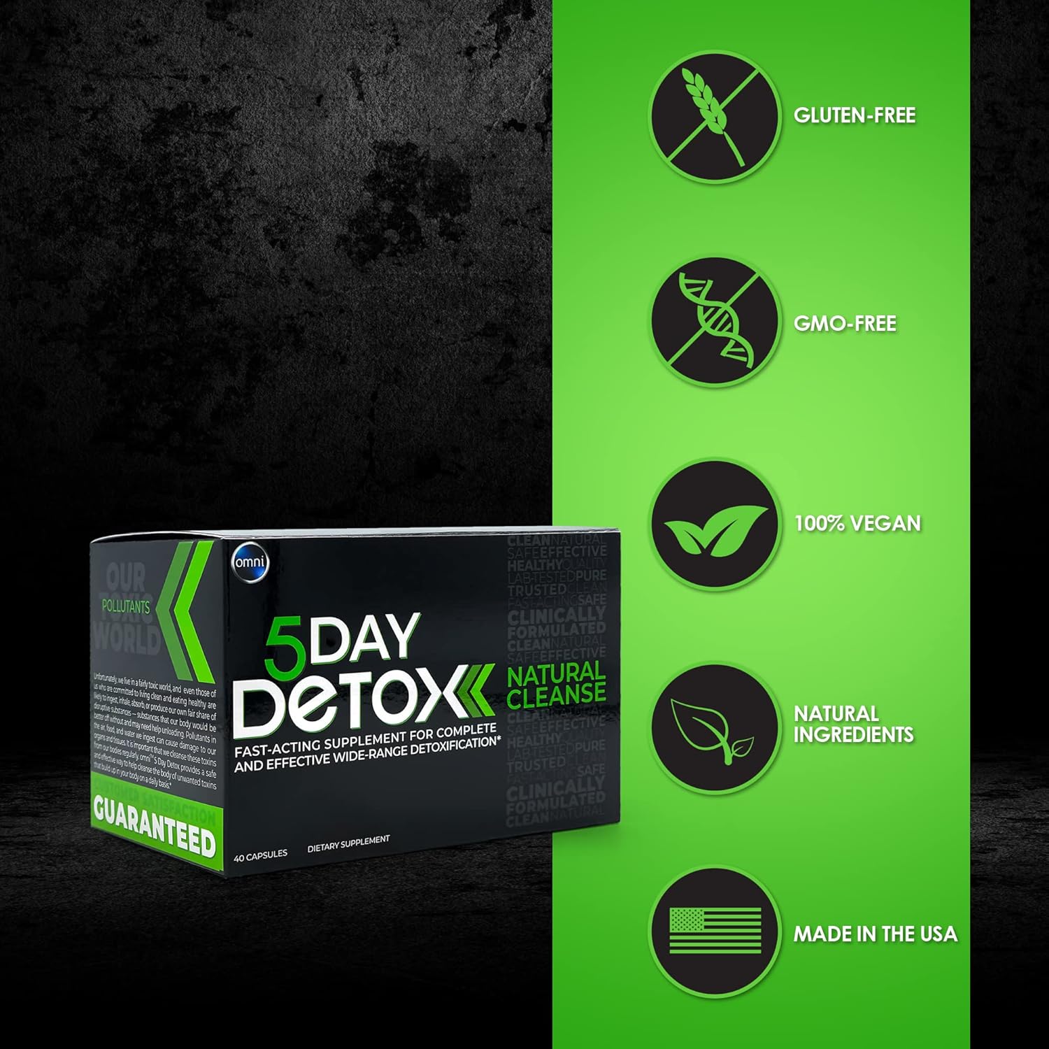 Wellgenix Omni 5 Day Detox Cleanse - 40 Capsules for Total Body Purge & Toxin Removal - Natural Supplement for Liver, Kidneys, Urinary Tract, Digestive System - 2 Pack