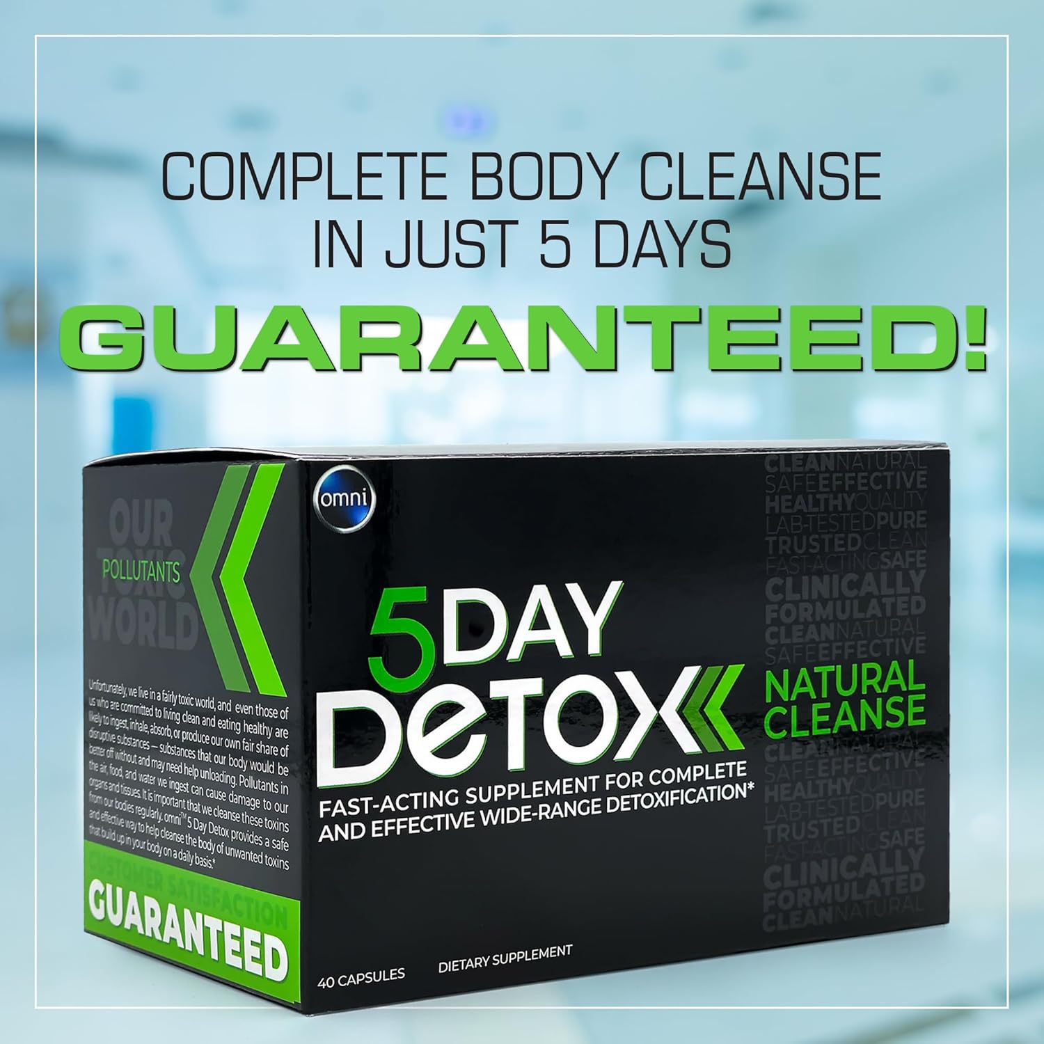Wellgenix Omni 5 Day Detox Cleanse - 40 Capsules for Total Body Purge & Toxin Removal - Natural Supplement for Liver, Kidneys, Urinary Tract, Digestive System - 2 Pack
