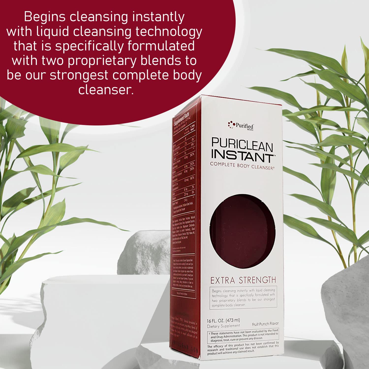 Wellgenix Puriclean Instant Complete Body Cleanser - 16 Fl Oz Fruit Punch Detox Drink, Premium Herbal Cleanse Support - One Hour Detox Supplement