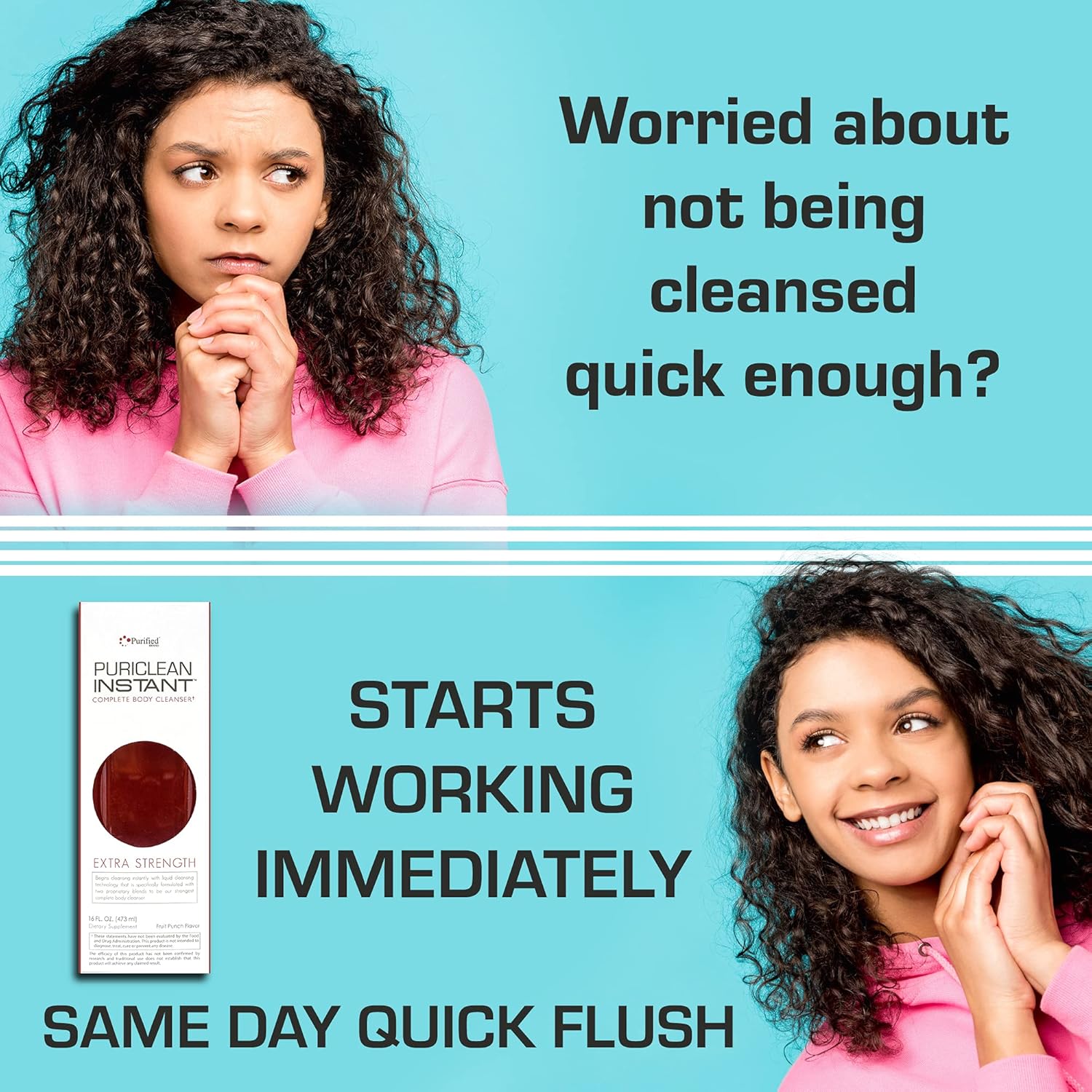 Wellgenix Puriclean Instant Complete Body Cleanser - 16 Fl Oz Fruit Punch Detox Drink, Premium Herbal Cleanse Support - One Hour Detox Supplement