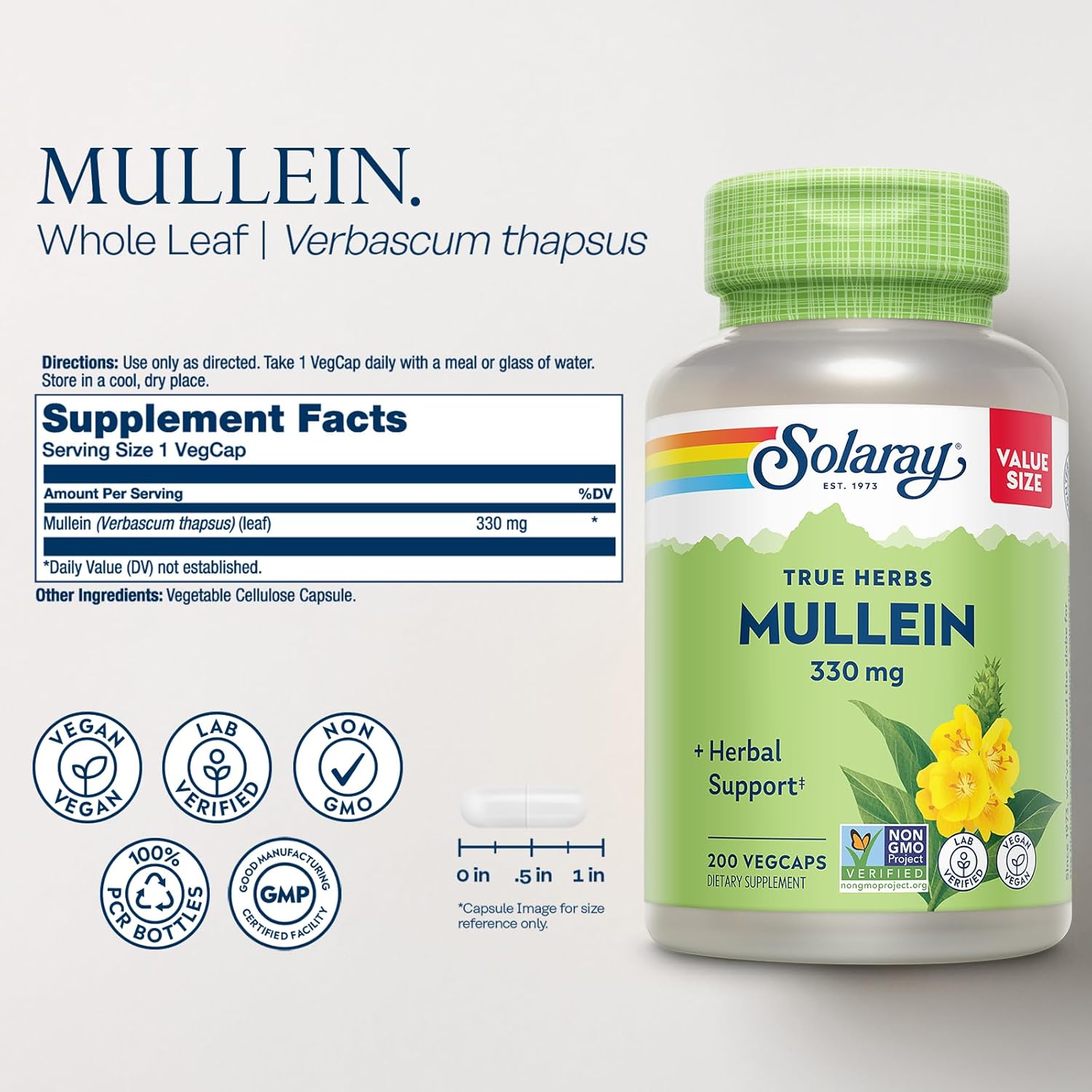 Wellness Support Bundle: Solaray Oregano Oil & Mullein Leaf Capsules - 150mg Oregano Oil & 330mg Mullein - Vegan Formula for Overall Health - 60-Day Guarantee - 120ct/180ct