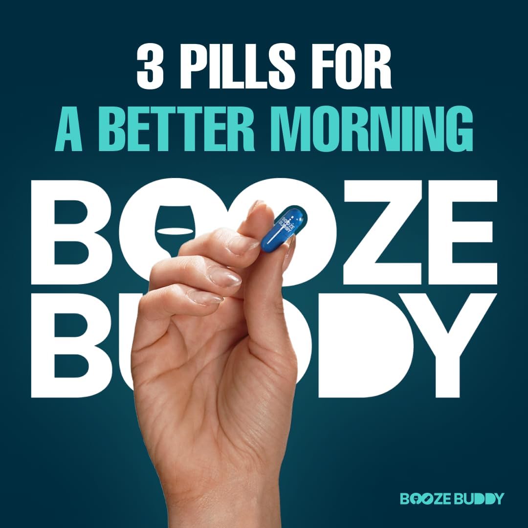 Wellness Vitamins for Liver Support & Hydration After Drinking - 48-Count Booze Buddy Electrolytes & Antioxidants