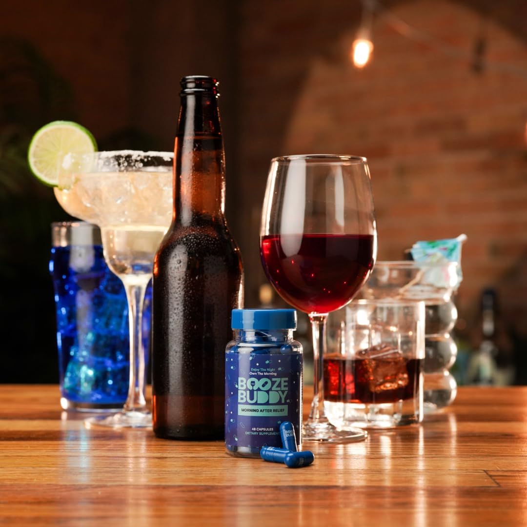 Wellness Vitamins for Liver Support & Hydration After Drinking - 48-Count Booze Buddy Electrolytes & Antioxidants