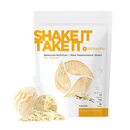 WellnessPro Women's Vanilla Meal Replacement Shake - 15 Servings, 15g Protein, Vitamins & Minerals, Keto & Gluten Free