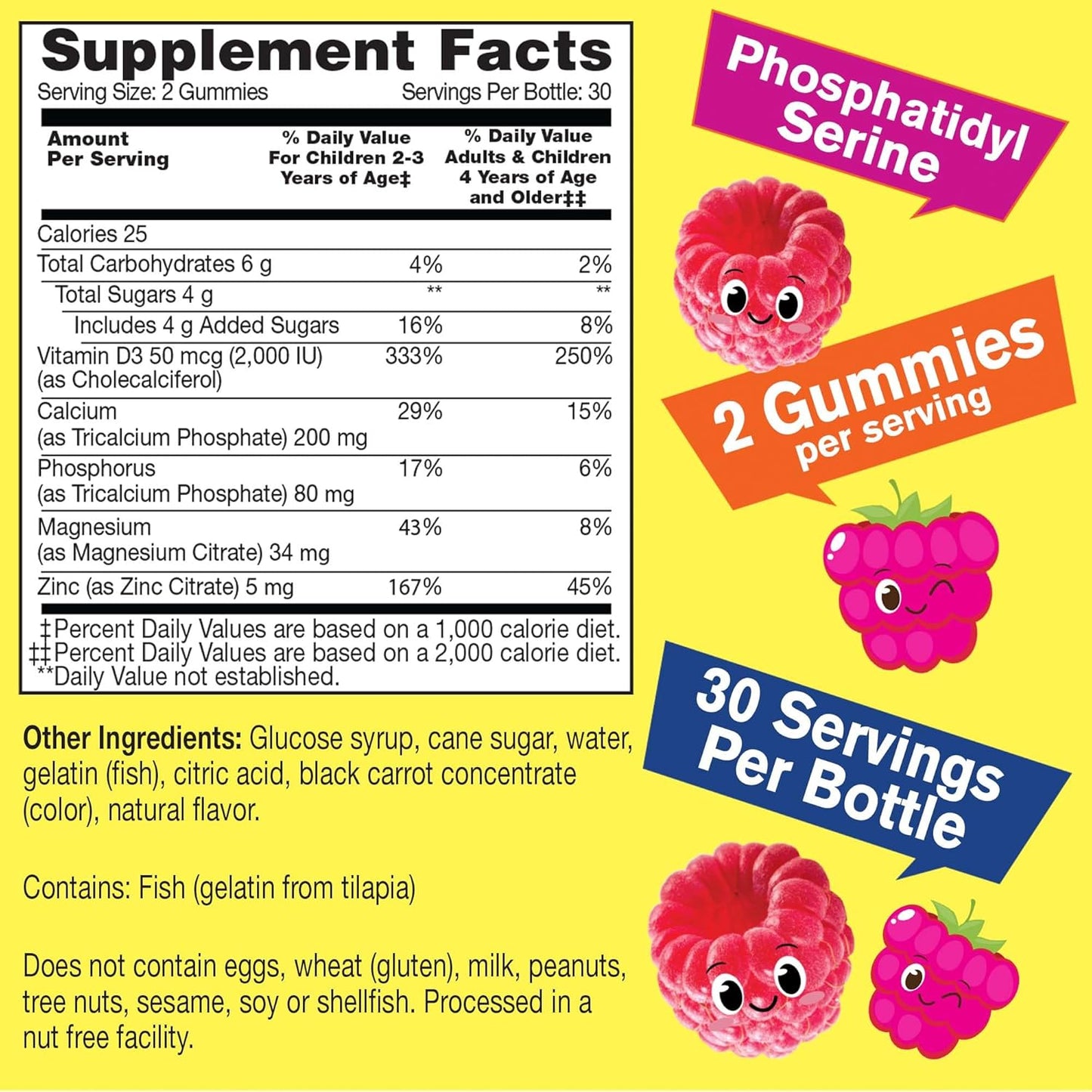 WellYeah Kid's Calcium, Magnesium, Zinc & Vitamin D3 Gummies - Bone, Muscle, Nerve & Immune Support - Men & Women - Gluten Free, Non GMO - Raspberry Flavor - 60 Count