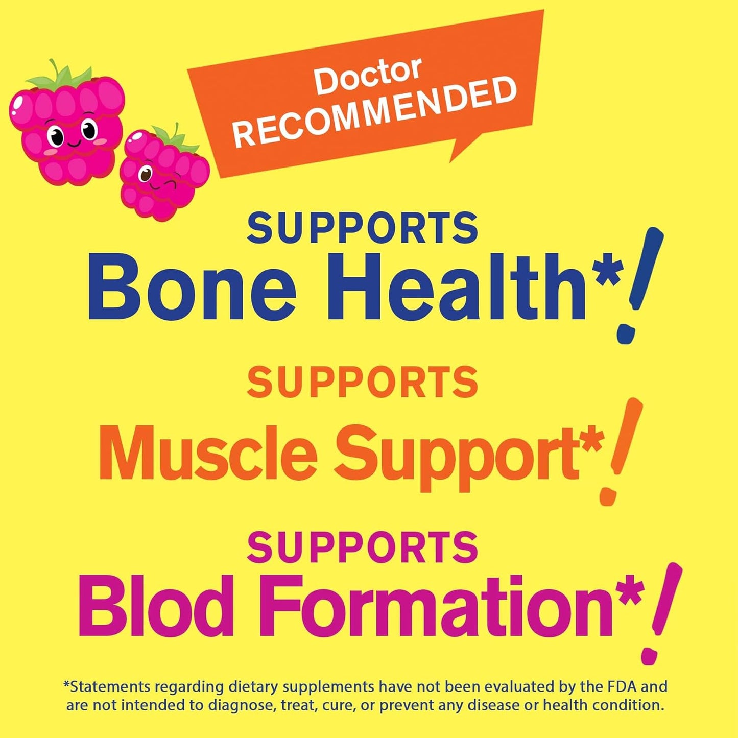 WellYeah Kid's Calcium, Magnesium, Zinc & Vitamin D3 Gummies - Bone, Muscle, Nerve & Immune Support - Men & Women - Gluten Free, Non GMO - Raspberry Flavor - 60 Count