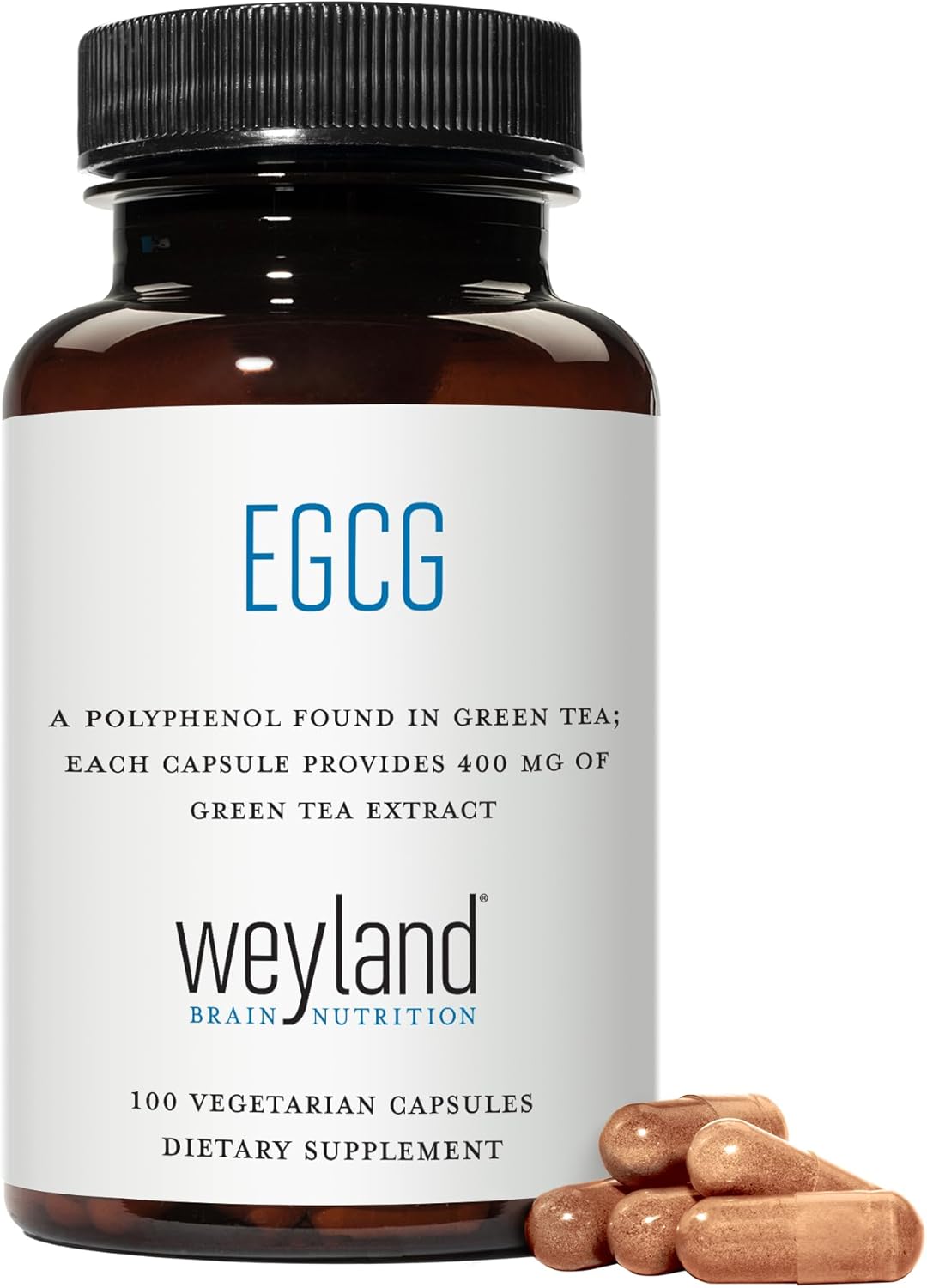 Weyland Brain Nutrition: Green Tea Extract with 400mg EGCG in 100 Vegetarian Capsules