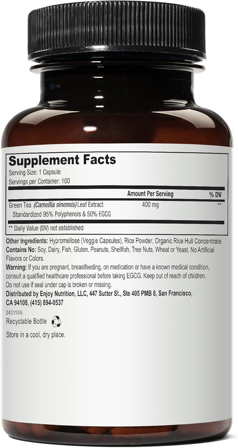 Weyland Brain Nutrition: Green Tea Extract with 400mg EGCG in 100 Vegetarian Capsules