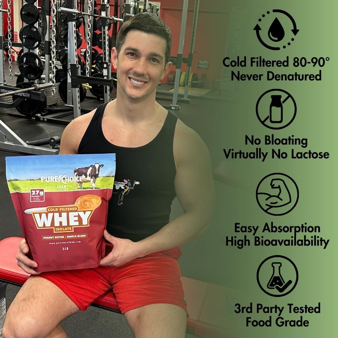 Whey Isolate Protein Powder, Peanut Butter Flavor, 28g Protein, Low Fat, Cold Filtered, Undenatured, No Fillers, 12 oz