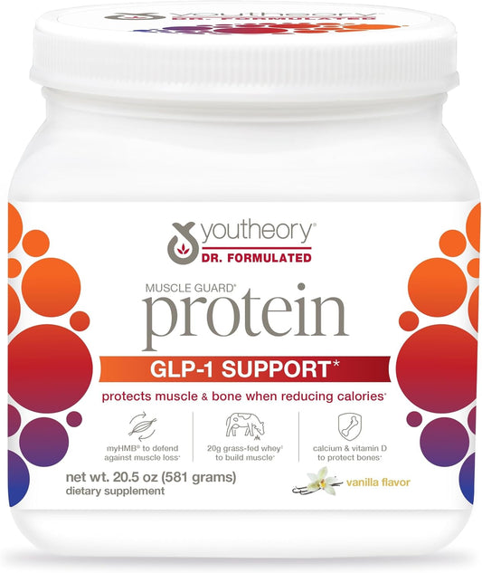 Whey Protein Powder Supplement for GLP-1 Support - Muscle & Bone Support with myHMB, Calcium, Vitamin D - 20.5 oz Powder