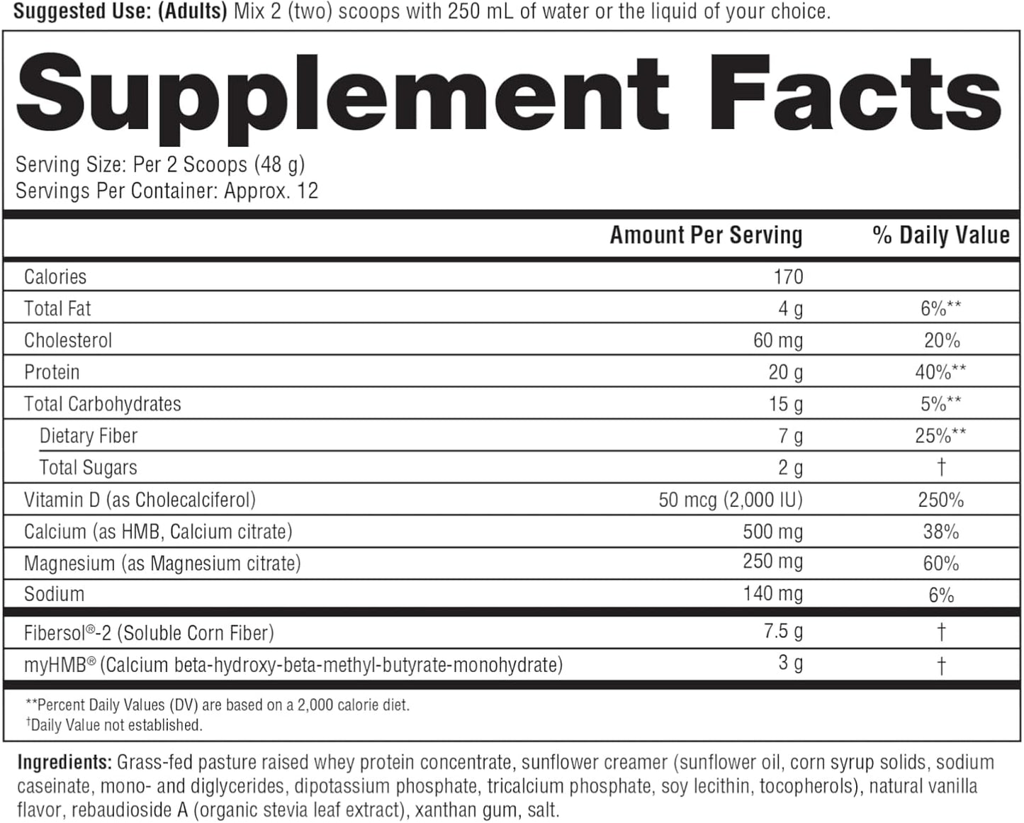 Whey Protein Powder Supplement for GLP-1 Support - Muscle & Bone Support with myHMB, Calcium, Vitamin D - 20.5 oz Powder