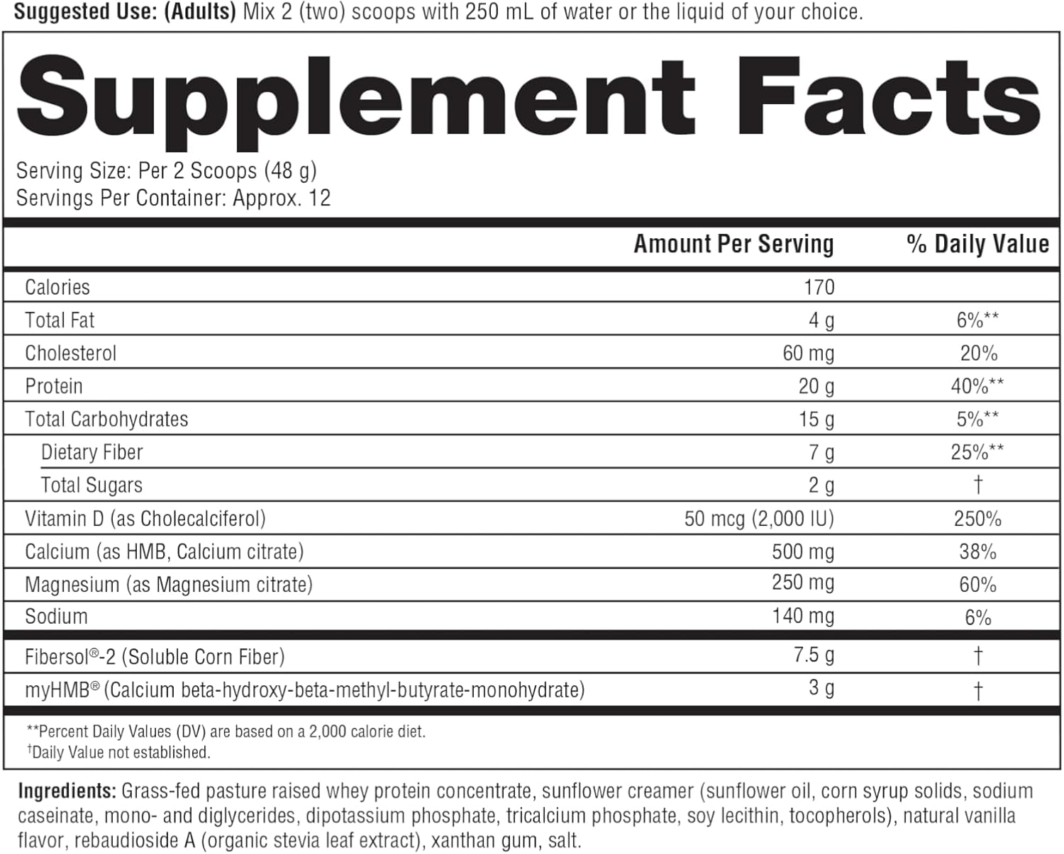 Whey Protein Powder Supplement for GLP-1 Support - Muscle & Bone Support with myHMB, Calcium, Vitamin D - 20.5 oz Powder