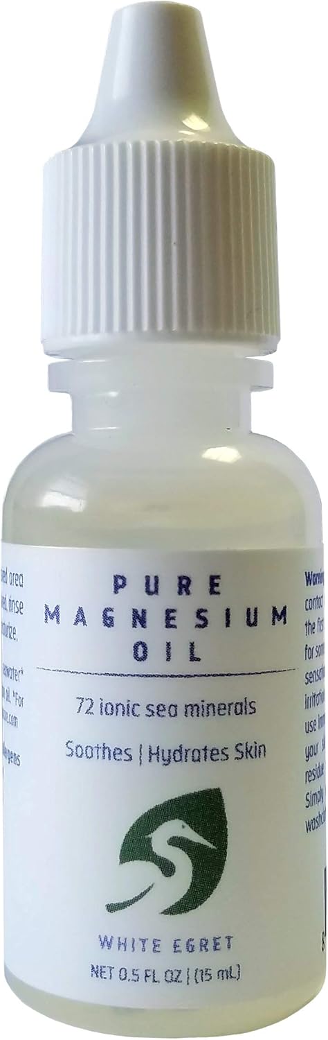 White Egret Pure Magnesium Oil 0.5 oz - Natural Magnesium Spray for Muscle Relief and Relaxation