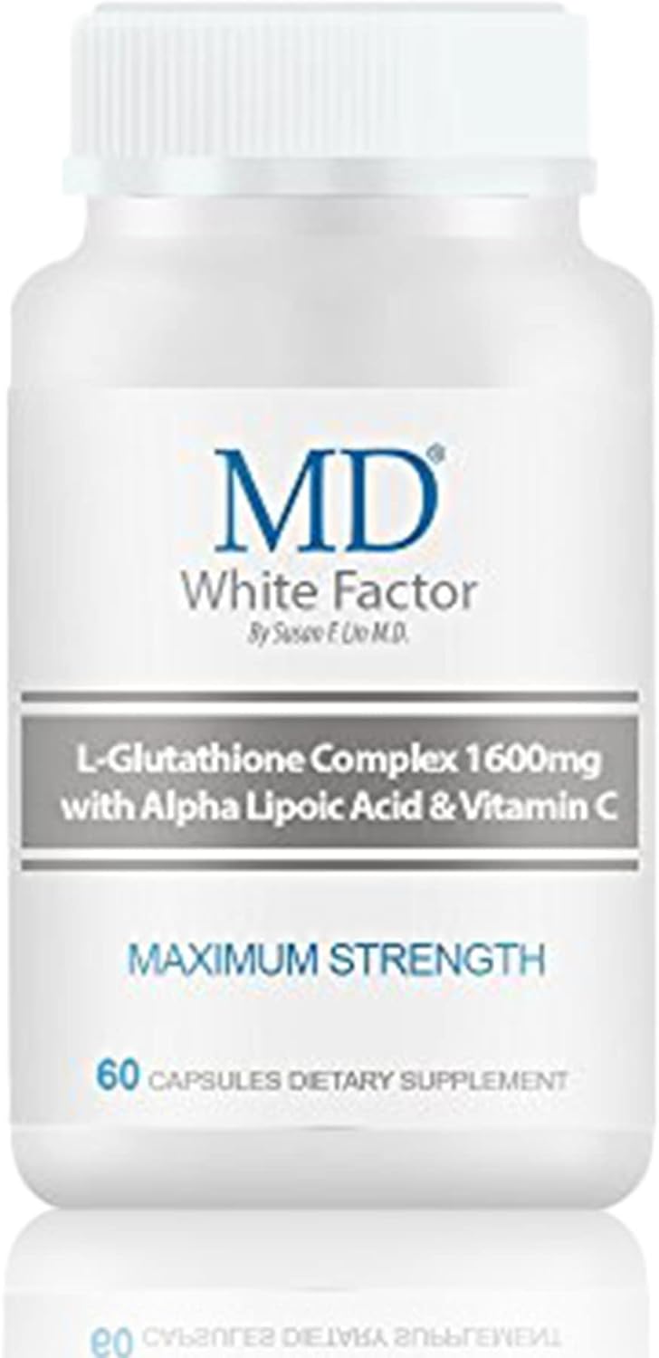 White Factor Glutathione Supplement with Antioxidants, Vitamin C, and Lipoic Acid (60 Capsules)